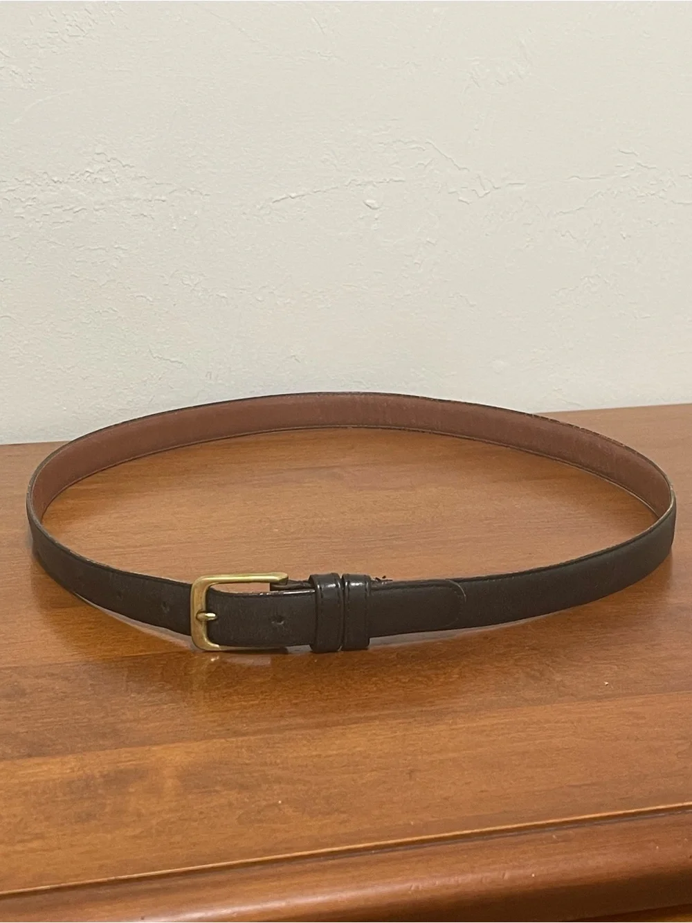 VTG Coach Black Leather Dress Belt Burnished Cowhide Solid Brass Buckle Size 38